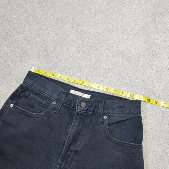 LEVI'S High Waisted Mom Jean Tapered Leg Stretch Distressed Black Women 28 x 28" - Picture 13 of 16
